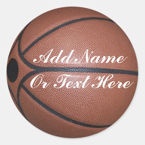 BASKETBALL ADD YOUR NAME_STICKER CLASSIC ROUND STICKER