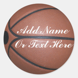 BASKETBALL ADD YOUR NAME-STICKER CLASSIC ROUND STICKER