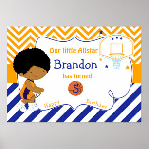 Basketball African American Boy Birthday  Poster