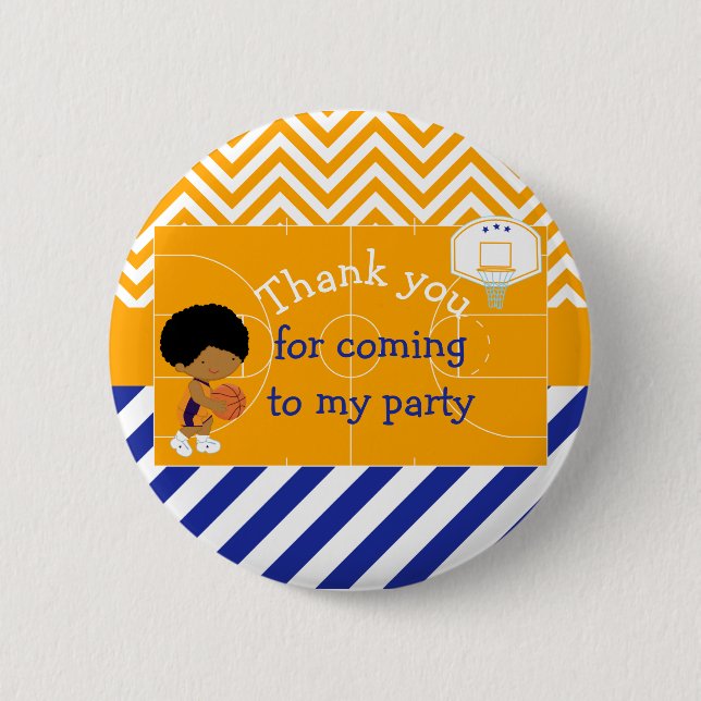 Basketball African American 'Thank you for coming' Button (Front)