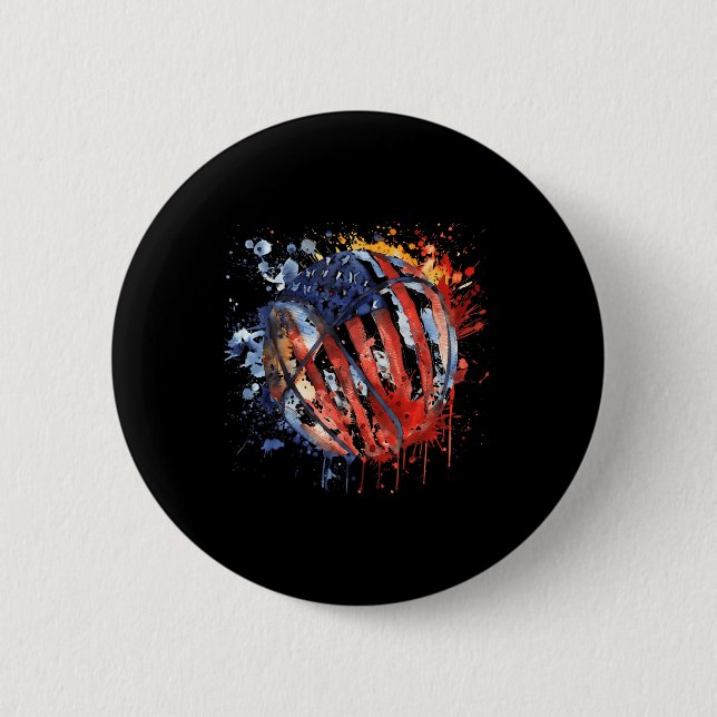 Basketball America Basketball Hoop Usa Artwork Wat Button (Front)
