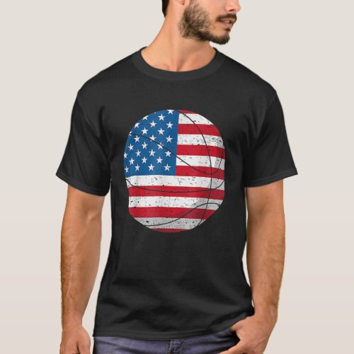 Basketball American Flag 4th Of July USA Sports Te T_Shirt