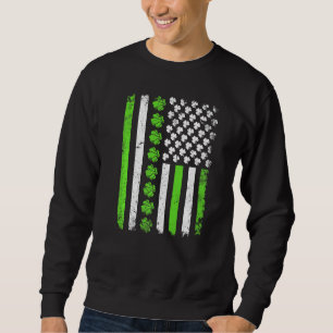 Basketball American Flag Sport Shamrock St Pattys  Sweatshirt