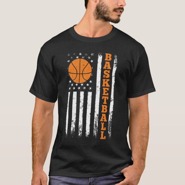 Basketball American Flag T-Shirt (Front)