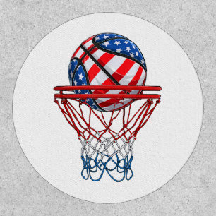 Basketball American Patriotic 4th Of July US Flag Patch