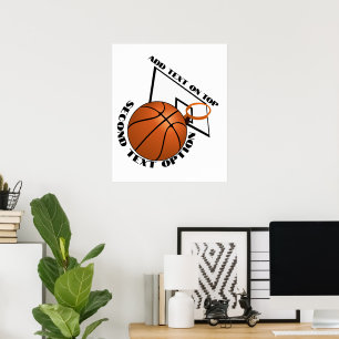 Basketball and Basketball Hoop Sports Poster