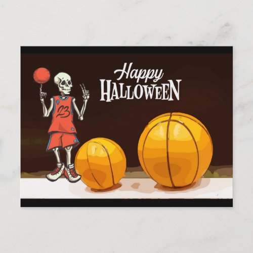 Basketball and ghost Halloween  Postcard