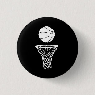 Basketball and Hoop Button Black