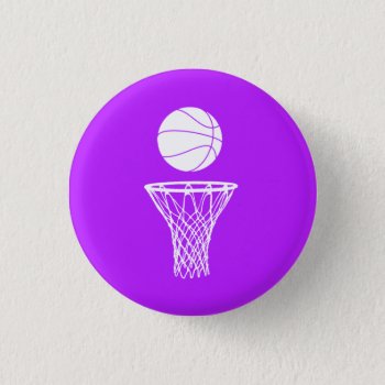 Basketball And Hoop Button Purple by sportsdesign at Zazzle