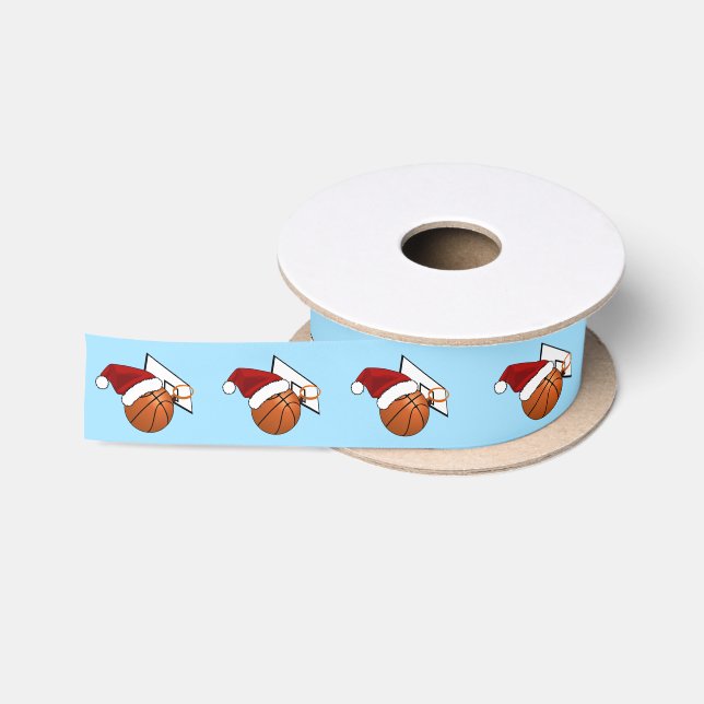 Basketball and Hoop Christmas  Satin Ribbon (Spool)