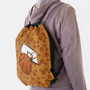 Basketball and Hoop Drawstring Bag