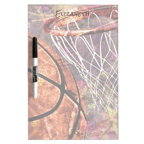 basketball and hoop girls sports personalized dry erase board