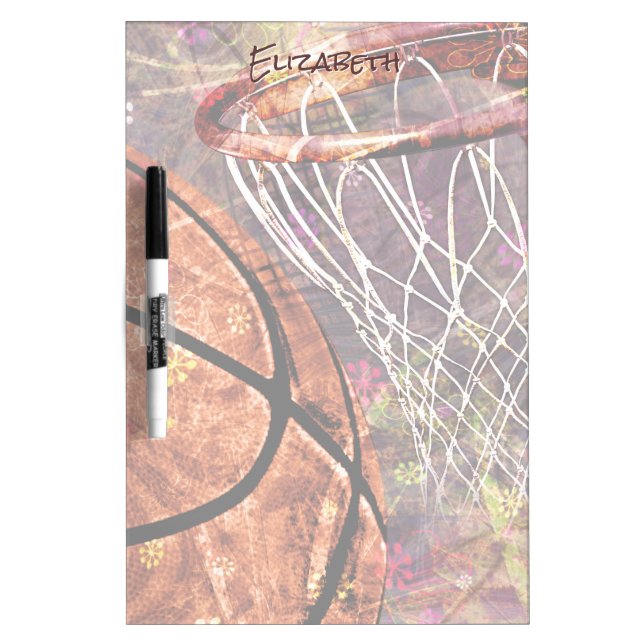 basketball and hoop girls sports personalized dry erase board (Front)