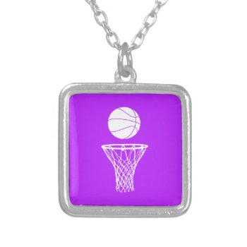 Basketball And Hoop Necklace Purple by sportsdesign at Zazzle