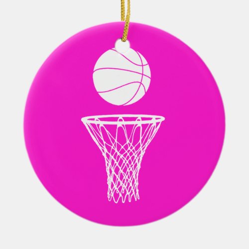 Basketball and Hoop Ornament Pink