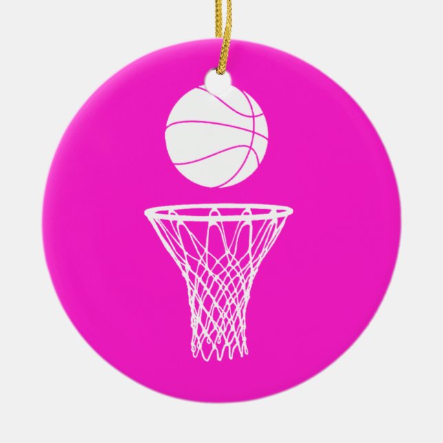 Basketball and Hoop Ornament Pink (Front)