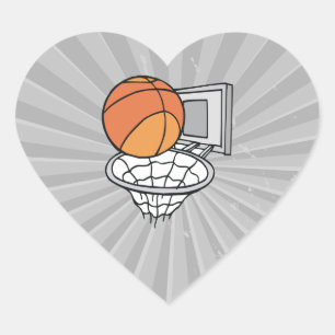 basketball and net vector graphic heart sticker