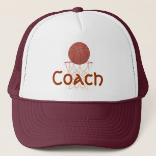 Basketball and net, with Coach sports hats