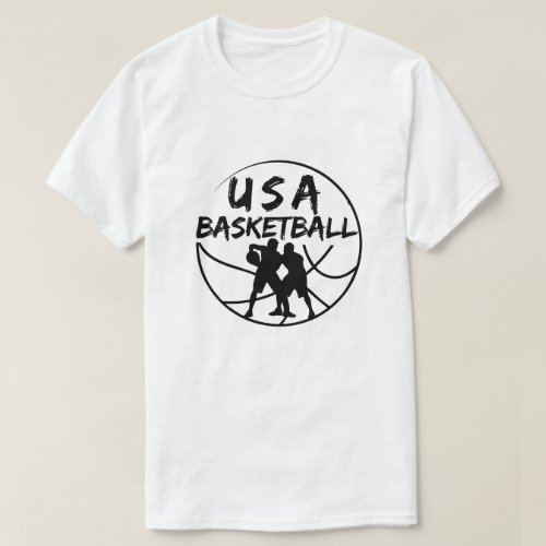 Basketball and usa Design print white  T_Shirt