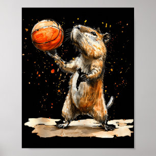 Basketball Animal Art Basketball Hoop Bball Player Poster