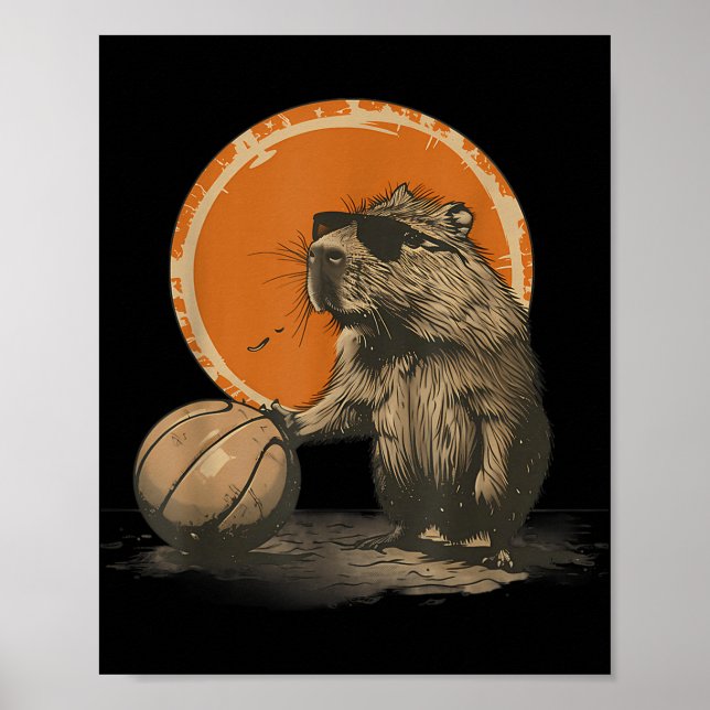 Basketball Animal Art Basketball Lover Drawing Cap Poster (Front)