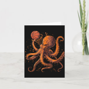 Basketball Animal Art Octopus Basketball Lover Dra Card