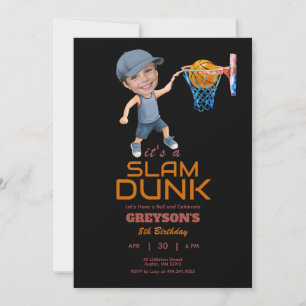 Basketball Any Age Birthday Photo Invitation
