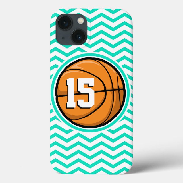 Basketball; Aqua Green Chevron Case-Mate iPhone Case (Back)