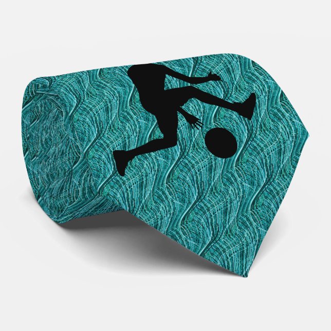 BASKETBALL AQUA UNIQUE NECK TIE (Rolled)