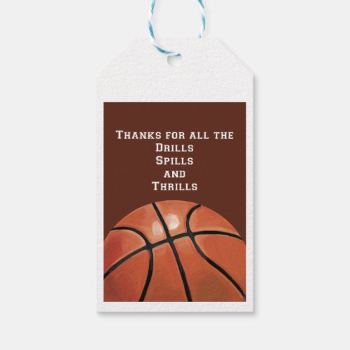 Basketball Art Thank You Coach Gift Tags