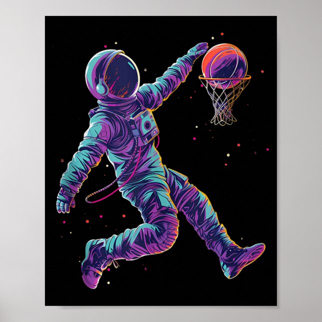 Basketball Artwork Astronaut Slam Dunk Bball Playe Poster (Front)