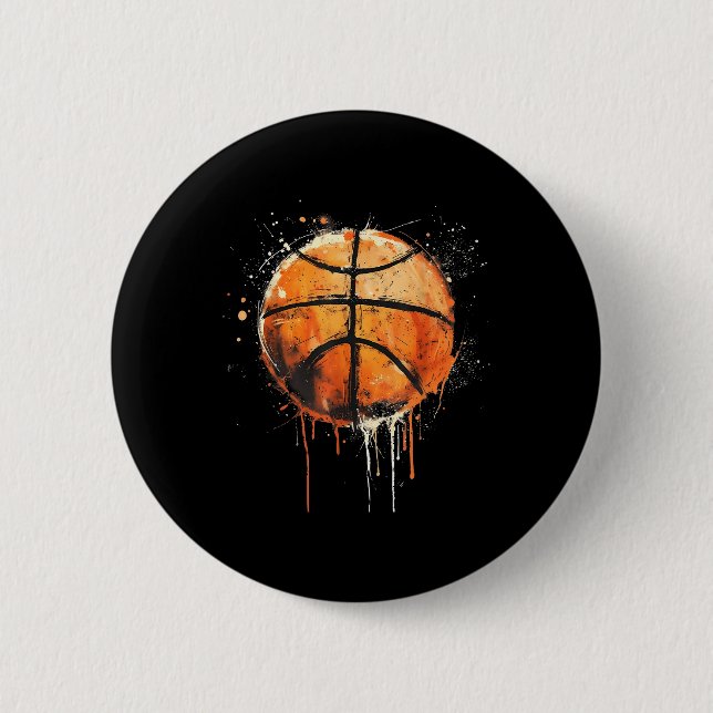 Basketball Artwork Basketball Hoop Colourful Water Button (Front)