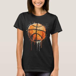 Basketball Artwork Basketball Hoop Colourful Water T-Shirt