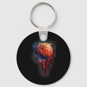 Basketball Artwork Basketball Hoop Watercolor Colo Keychain