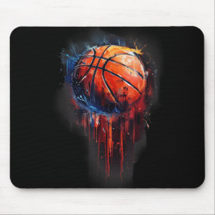 Basketball Artwork Basketball Hoop Watercolor Colo Mouse Pad