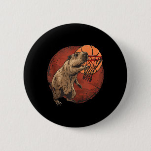 Basketball Artwork Basketball Lover Capybara Drawi Button