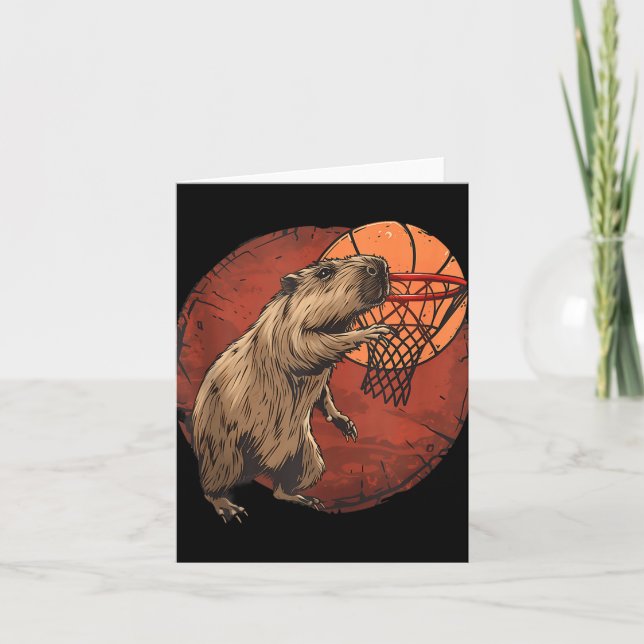 Basketball Artwork Basketball Lover Capybara Drawi Card (Front)