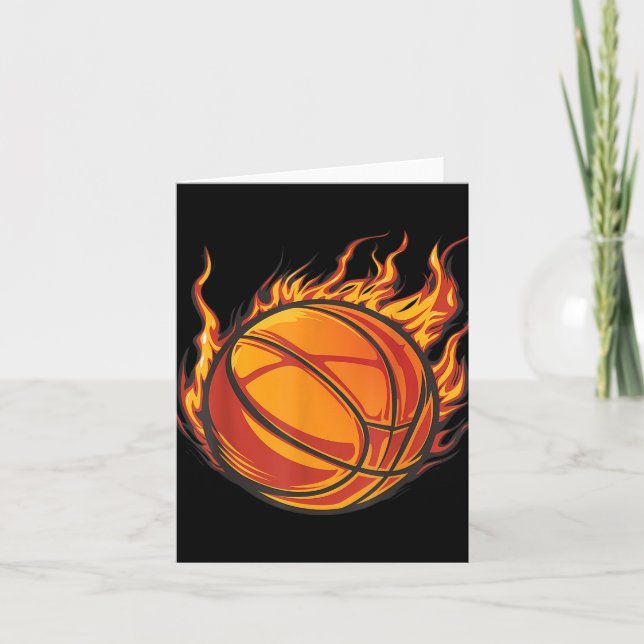Basketball Artwork Basketball Lover Flaming Hot Dr Card (Front)