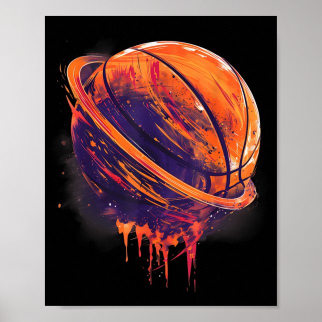 Basketball Artwork Basketball Lover Planet Waterco Poster (Front)