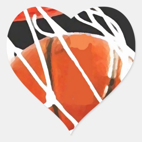 Basketball Artwork Heart Sticker