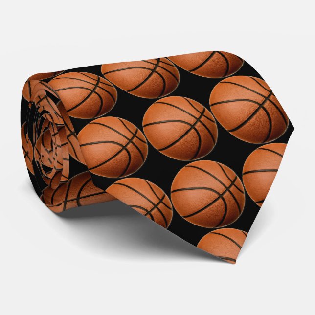 Basketball Artwork Neck Tie (Rolled)