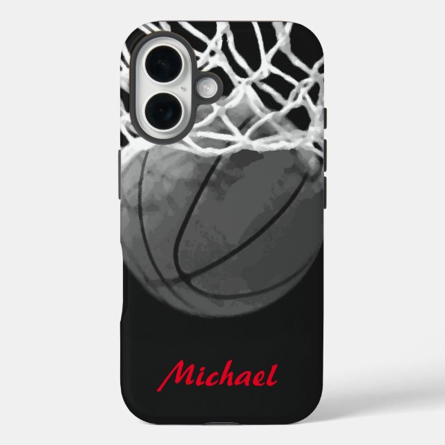 Basketball Artwork Your Name Black White Red Case-Mate iPhone Case (Back)