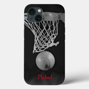 Basketball Artwork Your Name Black White Red iPhone 13 Case