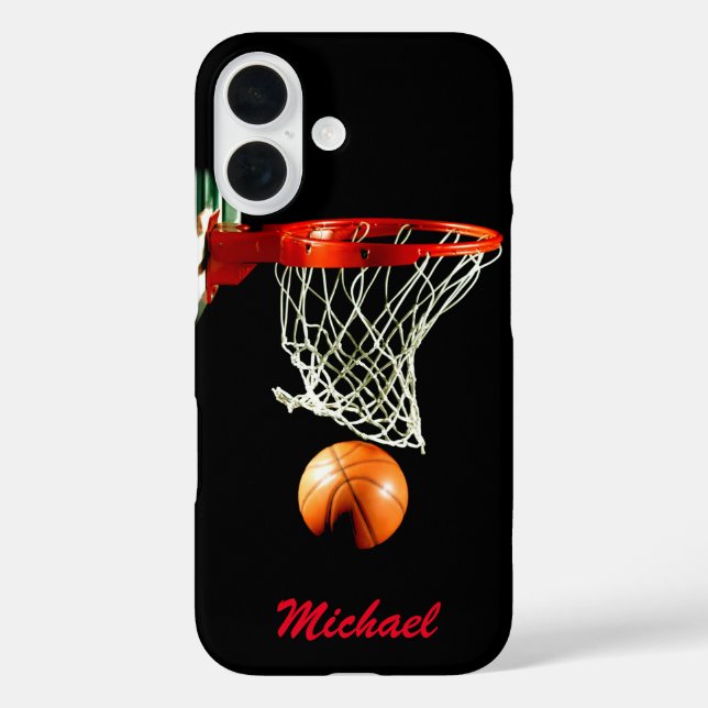 Basketball Artwork Your Name Black White Red Case-Mate iPhone Case (Back)