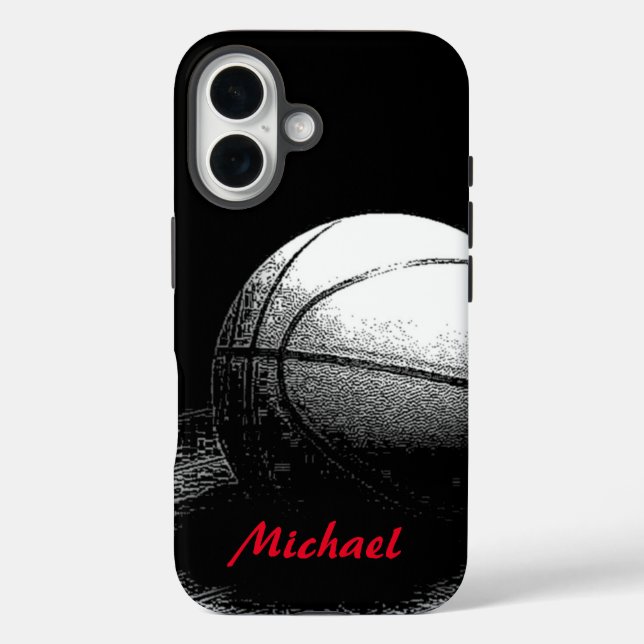 Basketball Artwork Your Name Black White Red Case-Mate iPhone Case (Back)