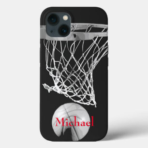 Basketball Artwork Your Name Black White Red iPhone 13 Case