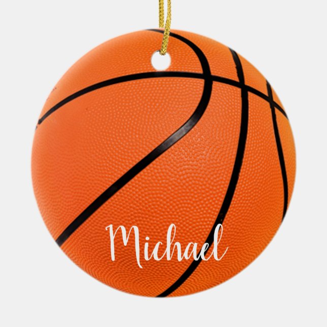 Basketball Artwork Your Name Custom Ceramic Ornament (Front)