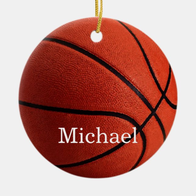 Basketball Artwork Your Name Custom Ceramic Ornament (Front)