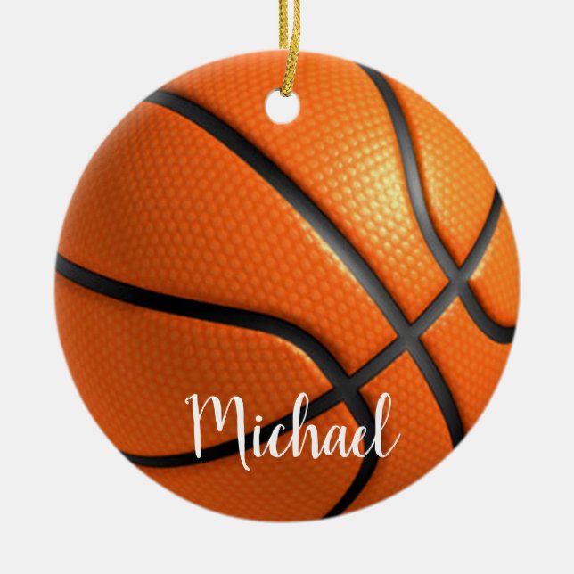 Basketball Artwork Your Name Custom Ceramic Ornament (Front)