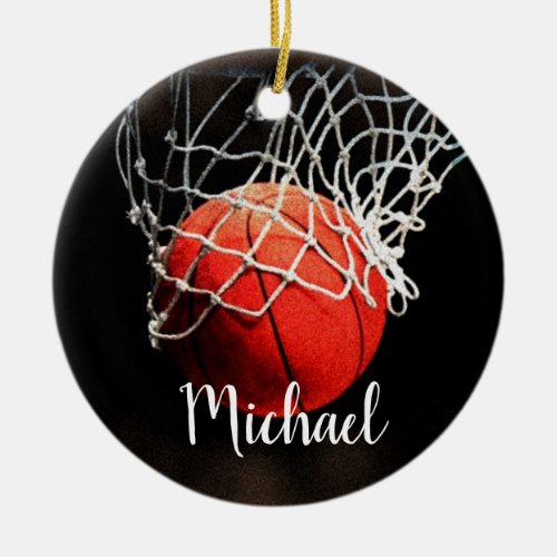 Basketball Artwork Your Name Custom Ceramic Ornament